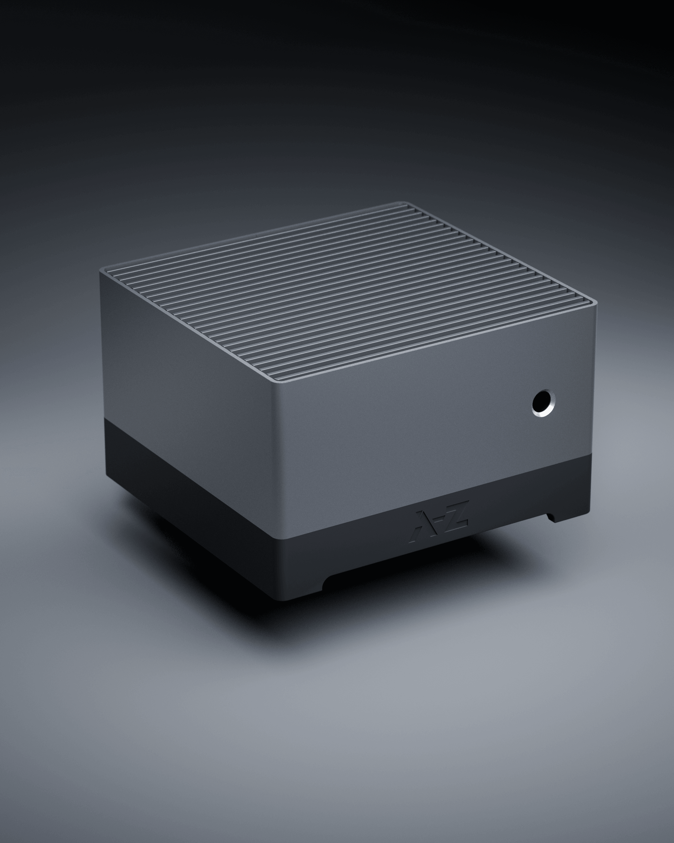 Gravur 'Made in Germany from UL94 SLA resin' auf dem Brane-Gehäuse